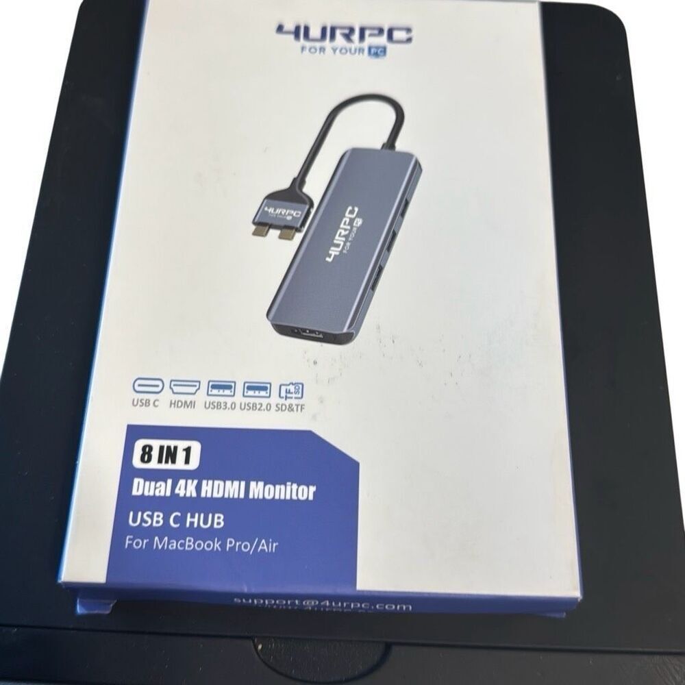 4URPC 8-in-one Dual 4K HDMI Monitor USB C HUB Docking Station